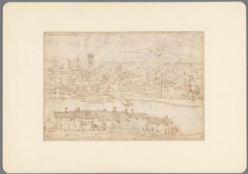 Landscape with a view of a village by a river