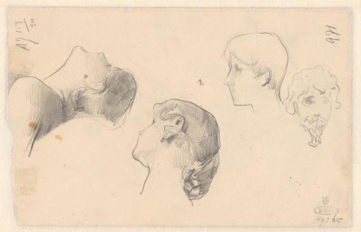 Study sheet with four heads of men and women