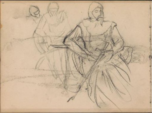 Figuurstudies van een zittende ridder