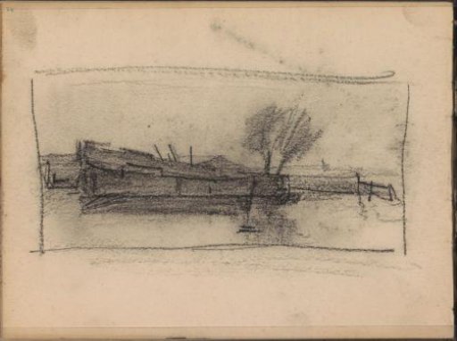 Landschap met bomen aan het water