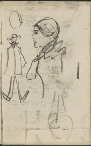 Woman's head and man with hat
