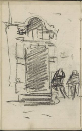 Two figures at a portal