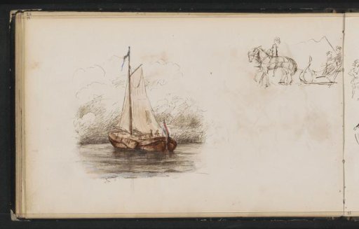 Sailing ship and rider with a carriage