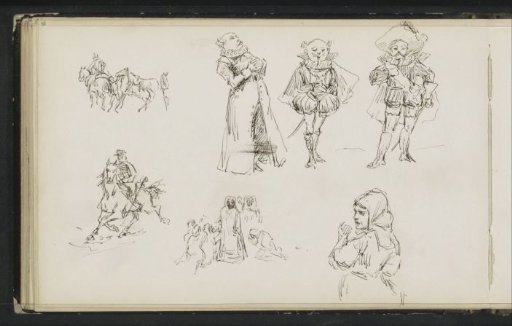 Study sheet, including caricatures