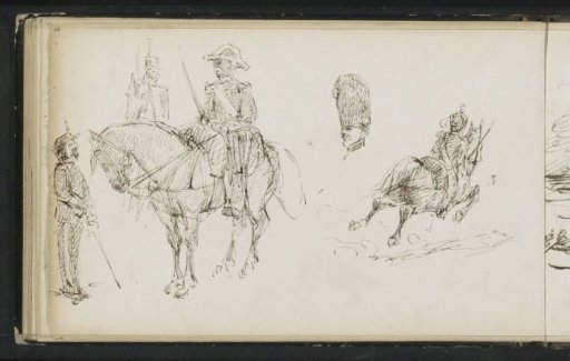 Study sheet, including military officers on horseback
