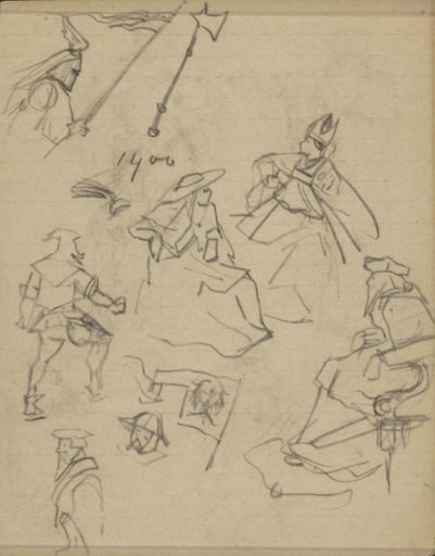Figures in costumes from 1370 and 1400