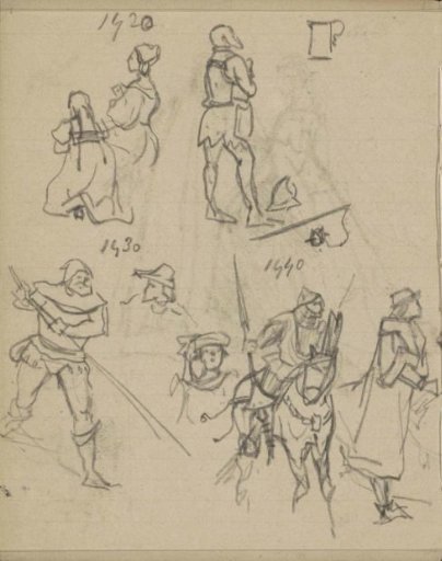 Figures in costumes from 1420–1440
