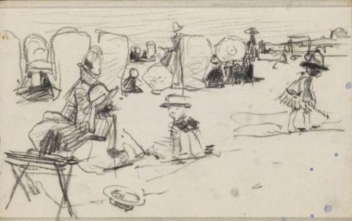 Recreational figures on the beach