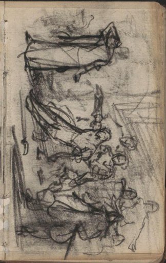 Figures around a falling man