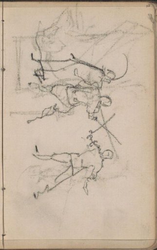 Three figures in sword fight