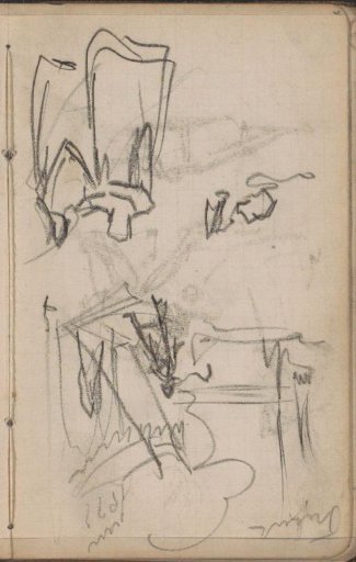 Study sheet, including a figure at a gate