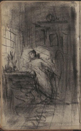 Interior with a woman in a chair by a window