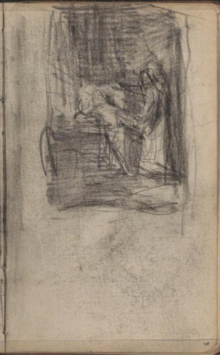 Interior with two figures by a window