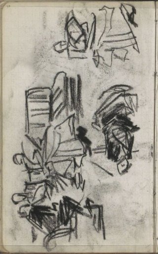 Study sheet, among others with figures on a bench