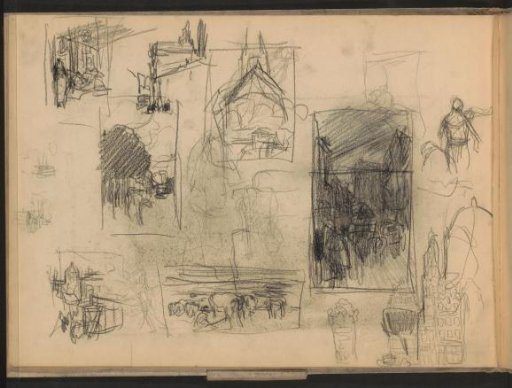 Straatgezichten en een figuurstudie