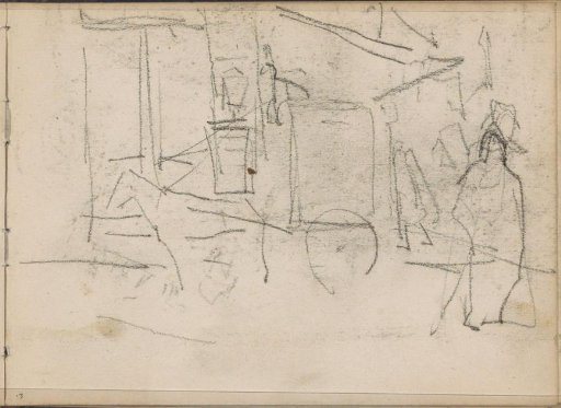 Street with figures and a horse with a cart