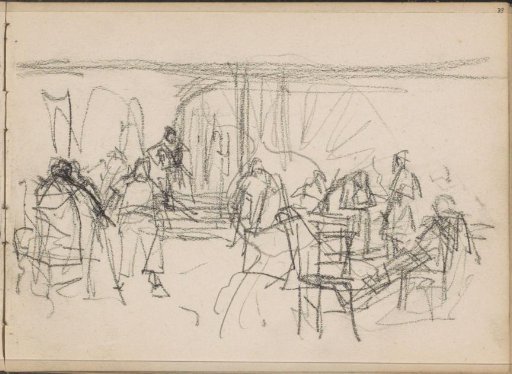 Group of figures, possibly in a café