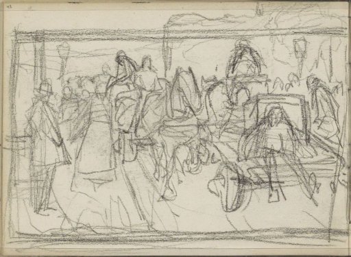 Street with figures, a horse and cart