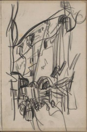Street with figures at a portal