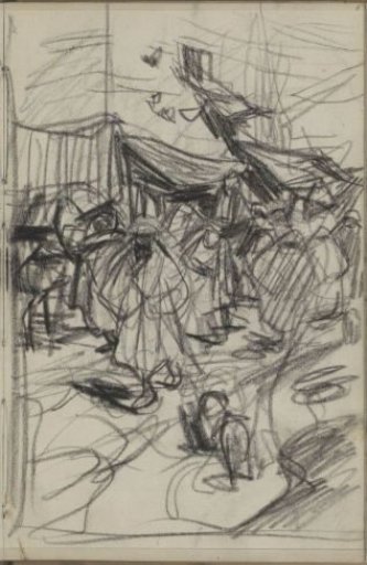Figures in Eastern dress, possibly at a market