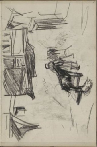 Street with figures and a donkey