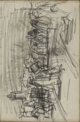 Street with figures and riders