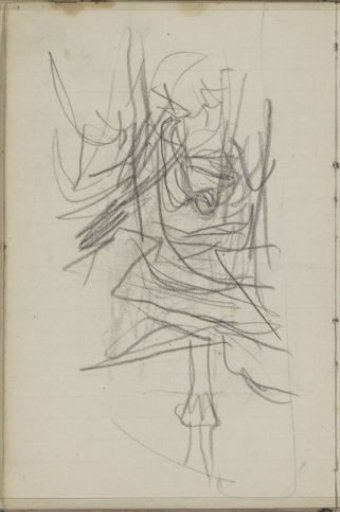 Study sheet with a figure and a minaret