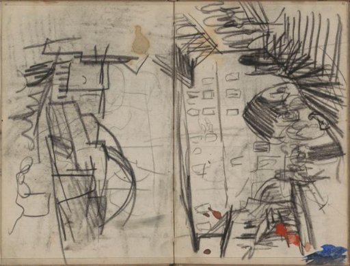 Figures in a square with a gate