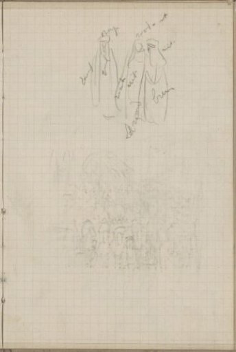 Three standing figures in Eastern dress