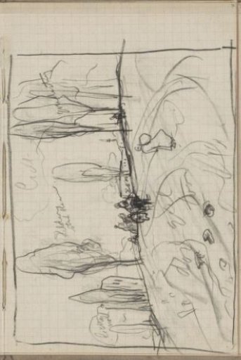 Landscape with trees and figures on a path