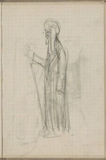Standing figure with a staff in Eastern dress