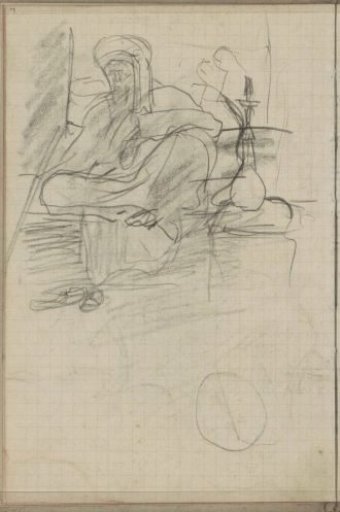 Seated man with a water pipe