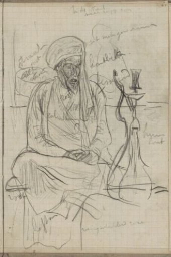 Seated man with a water pipe