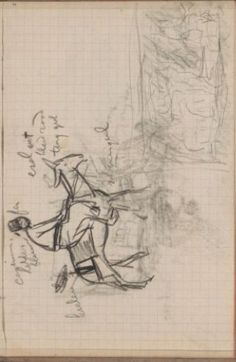 Figure riding a donkey and a study
