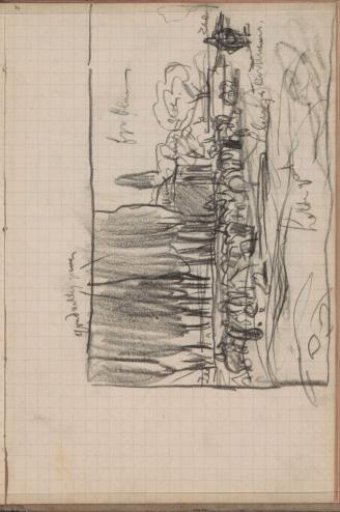 Landscape with trees and cattle