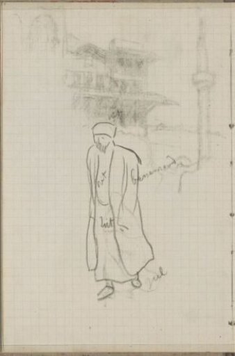 Walking man in Eastern dress