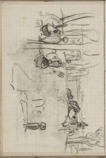 Landscape with figures around a stone
