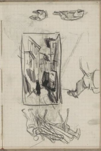Study sheet, among others with a view of a street