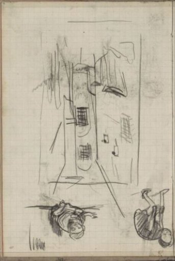 Study sheet, among others with a begging child