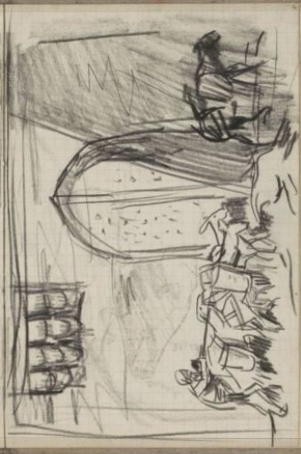 Man with laden donkeys before a gate