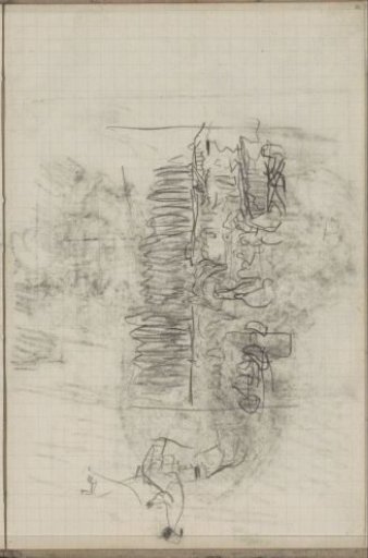 Rider and landscape with trees and figures