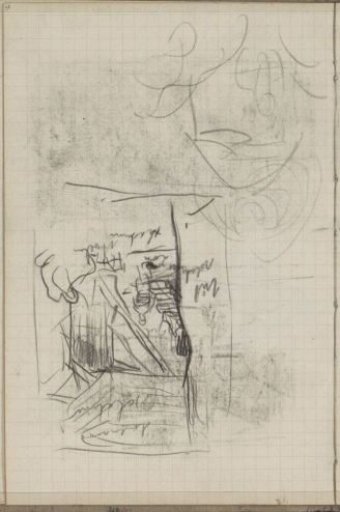 Study sheet, among others with a figure by a staircase