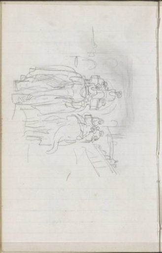 Street with figures on elephants