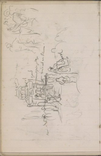 Wedding procession with figures carrying a palanquin