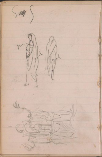 Woman in a sari, seen from the side and from the front