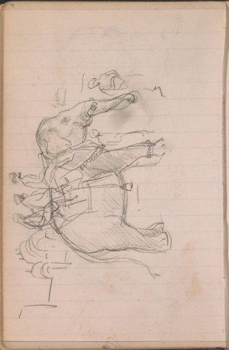 Three figures on an elephant