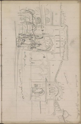 Indians with horses at a gate