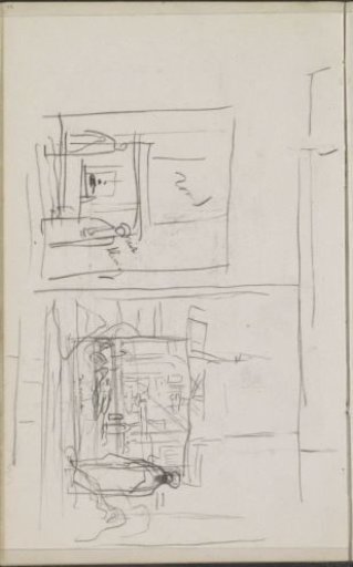 Study sheet, including figures in a street