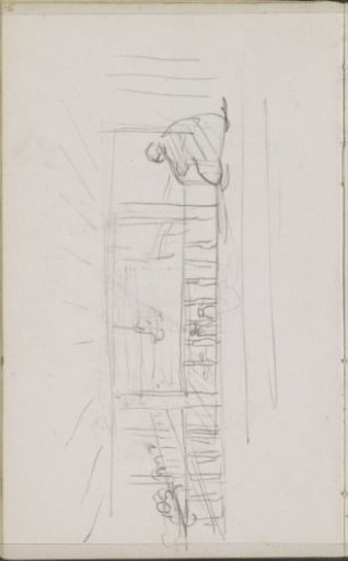 Seated figure at a mezzanine