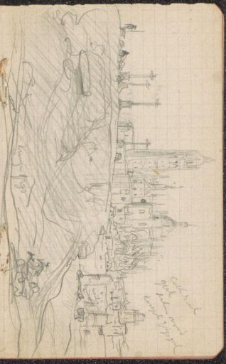 View of a city on a hilltop, possibly Segovia